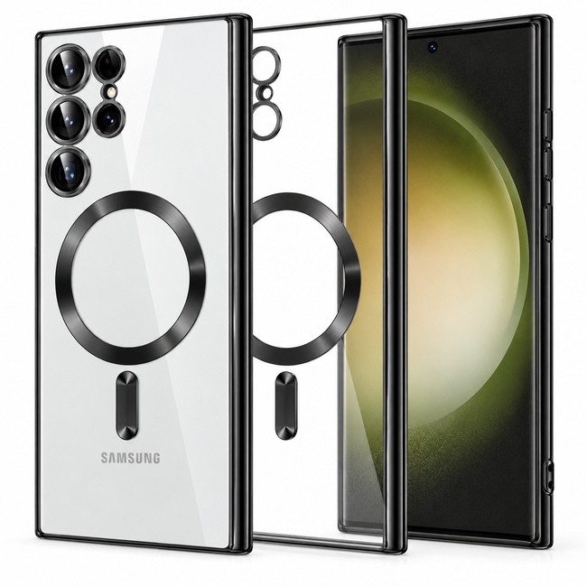 Θήκη MagSafe με προστασία κάμερας για Samsung Galaxy S23 Ultra - μαύρη