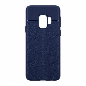 Θήκη με Υφή Litchi για Samsung Galaxy S9 - Σκούρο Μπλε