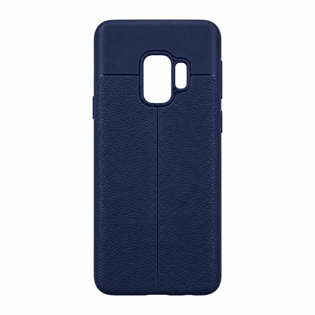 Θήκη με Υφή Litchi για Samsung Galaxy S9 - Σκούρο Μπλε