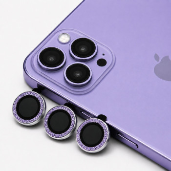 Glitter Προστατευτικό Κάμερας One by One για iPhone 13 Pro/13 Pro Max - Μωβ