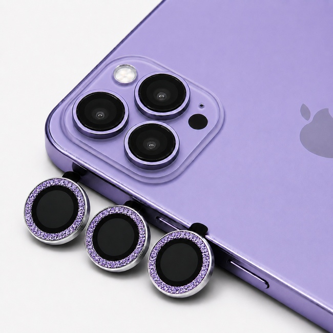 Glitter One by One Camera Lens Protector για Apple iPhone 13 Pro Max - μωβ