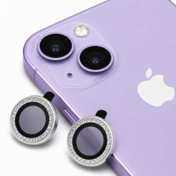Glitter One by One Camera Lens Protector για Apple iPhone 14 Plus - ασημί