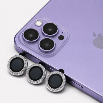 Glitter One by One Camera Lens Protector για Apple iPhone 14 Pro Max - ασημί
