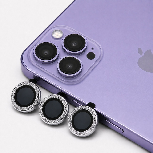 Glitter One by One Camera Lens Protector για Apple iPhone 14 Pro - ασημί
