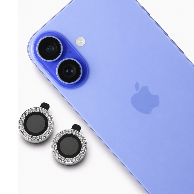 Glitter One by One Camera Lens Protector για Apple iPhone 16 Plus - ασημί