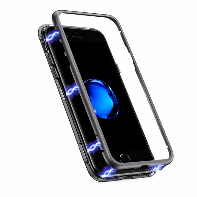 Μαγνητική Μεταλλική Θήκη 360 με Πίσω Γυαλί για Apple iPhone XR - Μαύρο