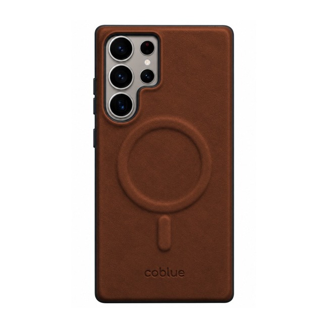 Μαγνητική Δερμάτινη Θήκη Coblue Plain Leather για Samsung Galaxy S24 Ultra - Σκούρο Καφέ