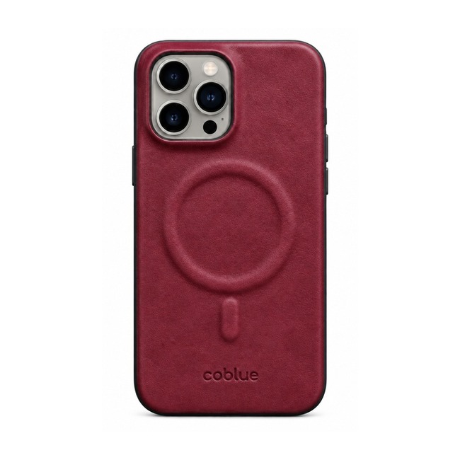 Μαγνητική Δερμάτινη Θήκη Coblue Plain Leather για Apple iPhone 14 Pro Max - Μπορντό