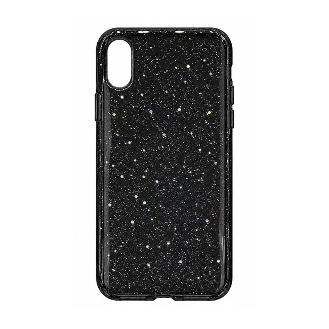 Διάφανη Θήκη Σιλικόνης με Glitter και Χρώμα για Apple iPhone XR - Μαύρο