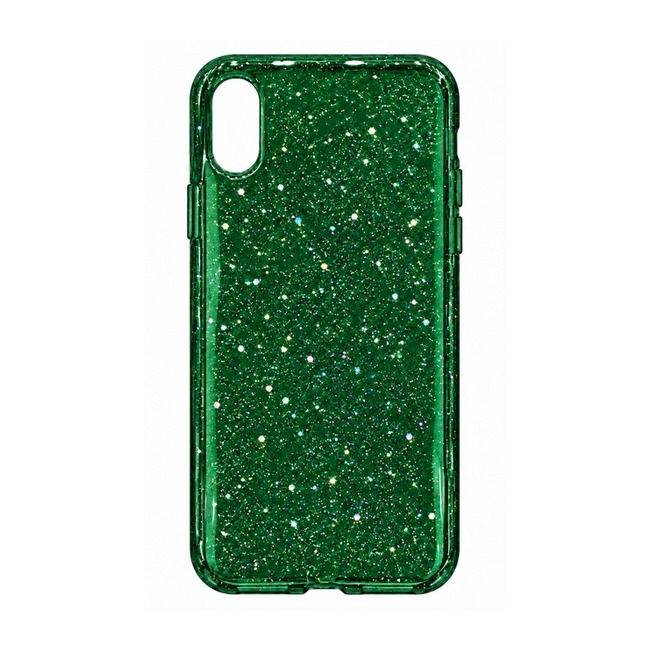 Διάφανη Θήκη Σιλικόνης με Glitter και Χρώμα για Apple iPhone XR - Πράσινο