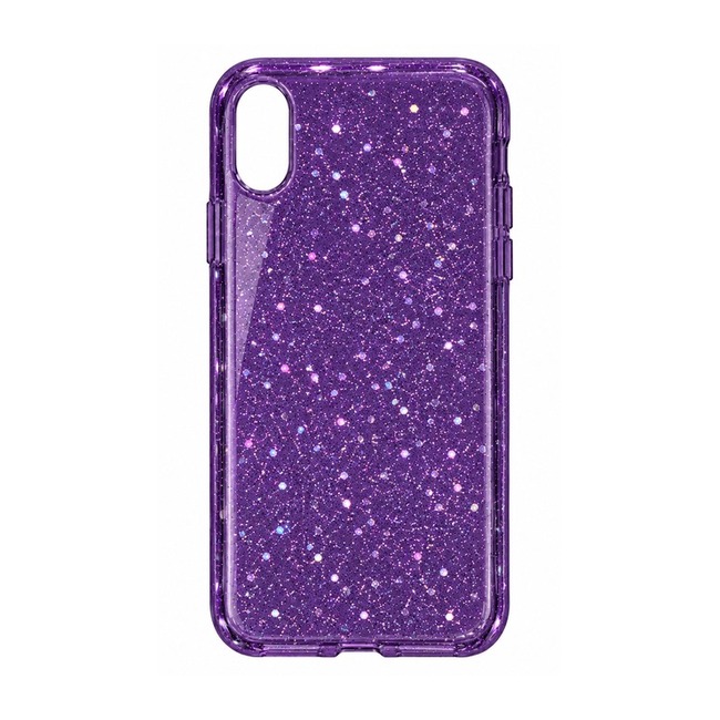 Διάφανη Θήκη Σιλικόνης με Glitter και Χρώμα για Apple iPhone XR - Μωβ