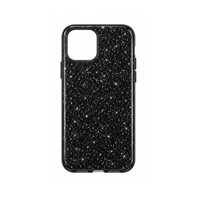 Διάφανη Θήκη Σιλικόνης με Glitter και Χρώμα για Apple iPhone 11 Pro - Μαύρο