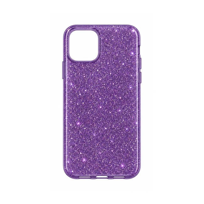 Διάφανη Θήκη Σιλικόνης με Glitter και Χρώμα για Apple iPhone 11 Pro - Μωβ