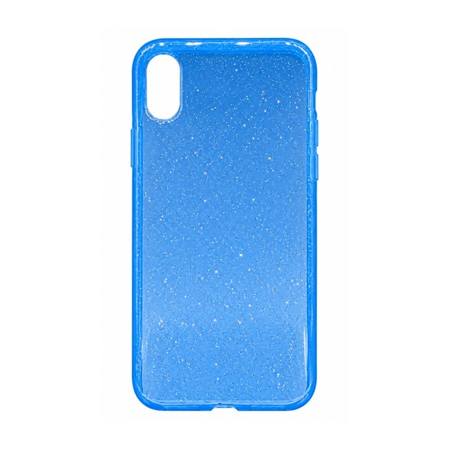 Διάφανη Θήκη Σιλικόνης με Glitter και Χρώμα για Apple iPhone XS Max - Μπλε