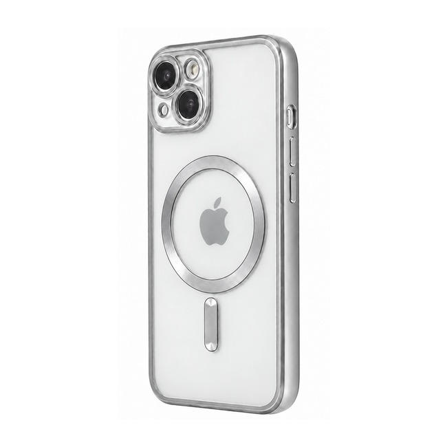 Θήκη MagSafe με προστασία κάμερας για Apple iPhone 15 Plus - ασημί